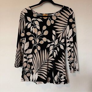 Ruby Rd. Women’s Top Floral Print Black and Tan Small